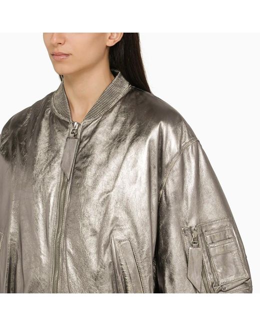 La giacca Attico Anya Silver Leather di The Attico in Brown