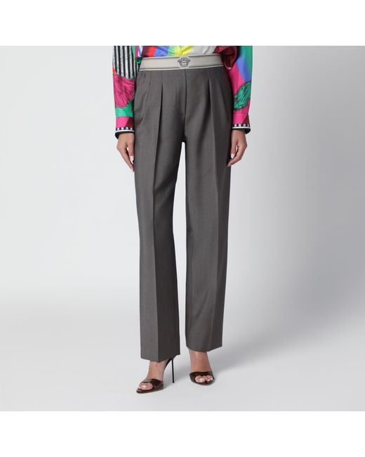 Versace Gray Cold Mohair Wool Trousers