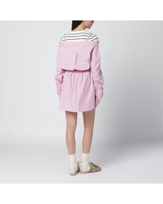 Miu Miu Pink Shirtdress With Elastic Straps