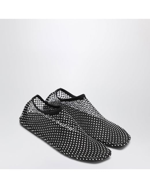 Christopher Esber Black Minette Slip-On Mesh Ballet Flats With Crystals