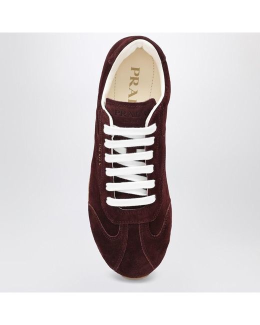 Baskets En Daim Prada en coloris Brown