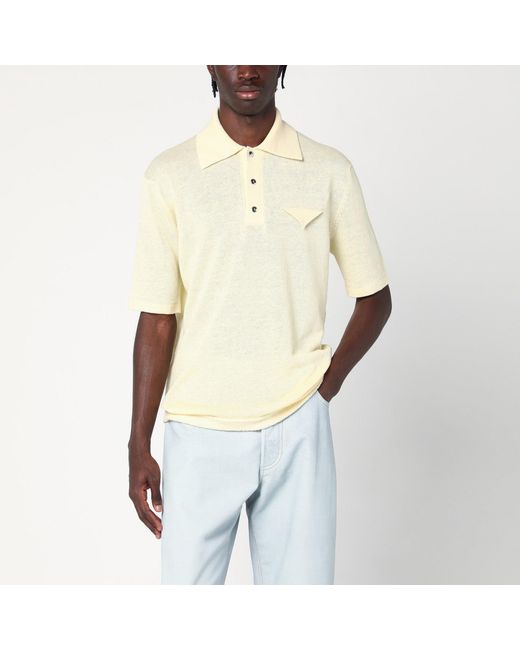 Bottega Veneta Natural Polo Shirt In Light Linen for men
