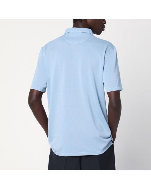 Prada Blue Light Piquet Polo Shirt for men