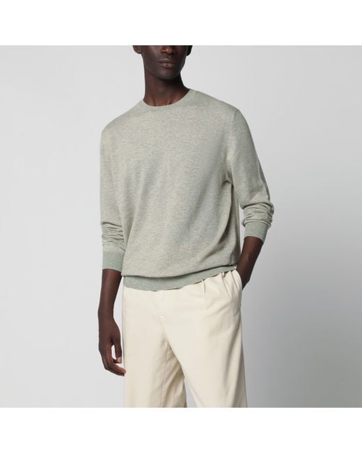 Loro Piana Gray Cream Mélange Cashmere And Silk Sweater for men