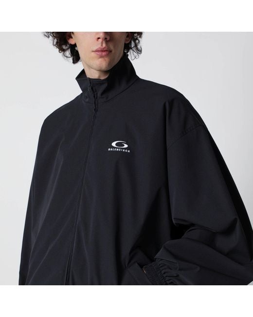 Balenciaga Black Washed Loop Sports Icon Zip Jacket for men