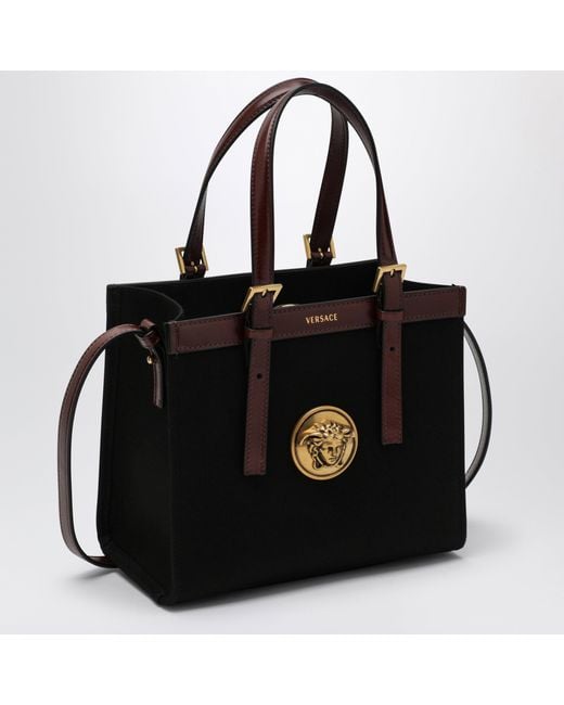 Borsa Shopper Mini Rivière Nera di Versace in Black