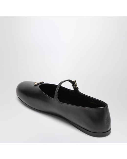 Prada Black Nappa Leather Ballet Flats