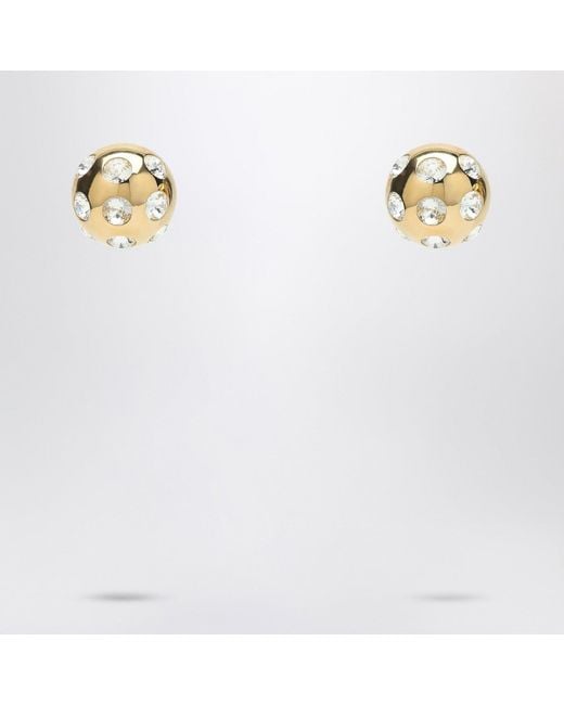 Jacquemus White Square Round Earrings With Rhinestones