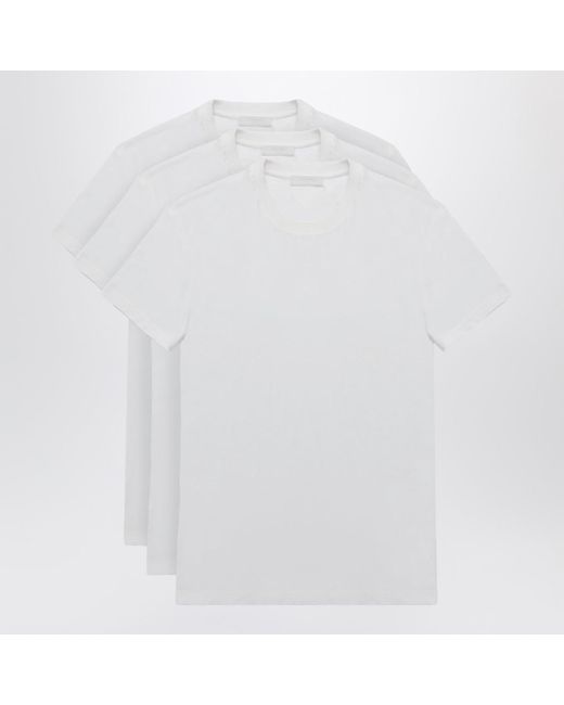 Prada White Set Of Three Cotton Crew-Neck T-Shirts for men