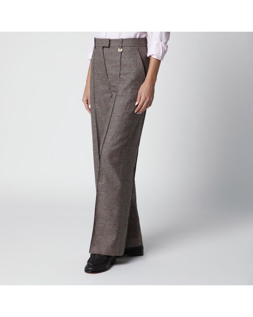 Burberry Gray Prince Of Wales Wool-Blend Trousers