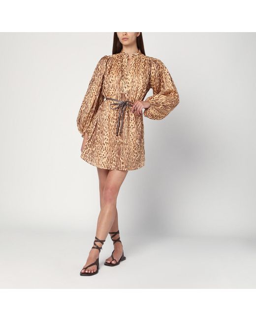 Zimmermann Brown Leopard Print Short Dress
