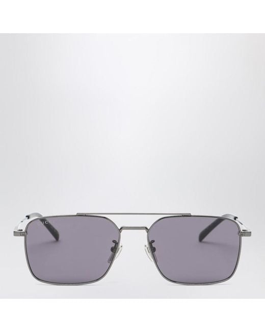 Gucci Metallic Ruthenium Colored Sunglasses With Bridge