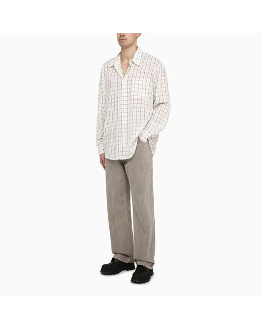 Our Legacy White Checked Cotton Blend Shirt for men