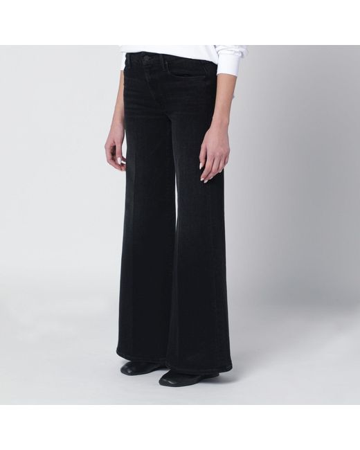 Mother Black Flared Spiked Hair Jeans