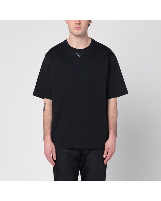 Prada T-shirt With Logo Triangle in Black for Men | Lyst Canada