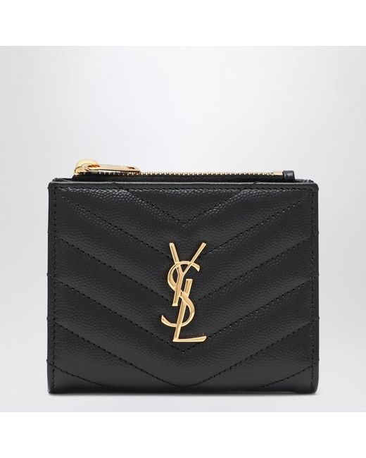 Portafoglio bi-fold cassandre matelassé di Saint Laurent in Black