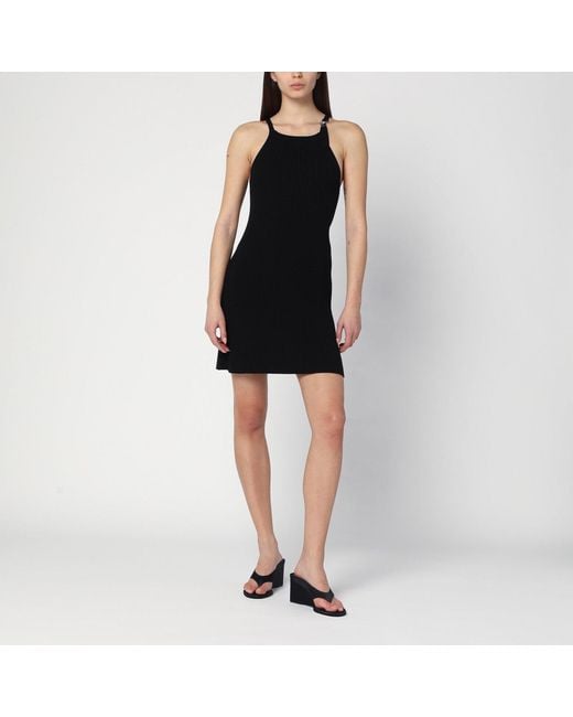 Courreges Black Ribbed Mini Dress