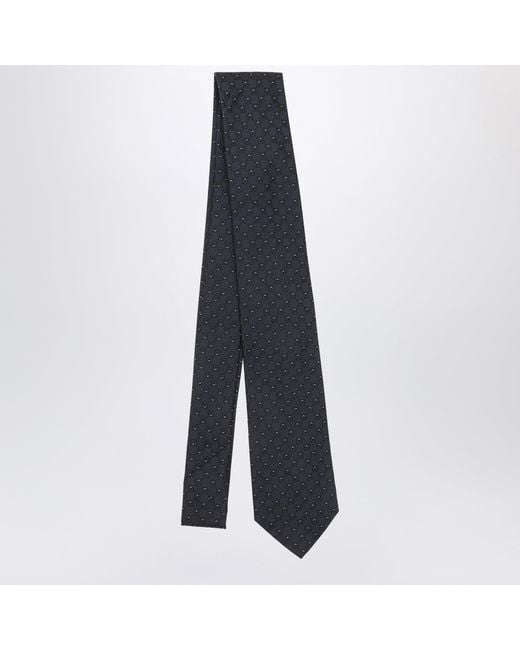 Ferragamo Blue Dark Gancini Silk Jacquard Tie for men