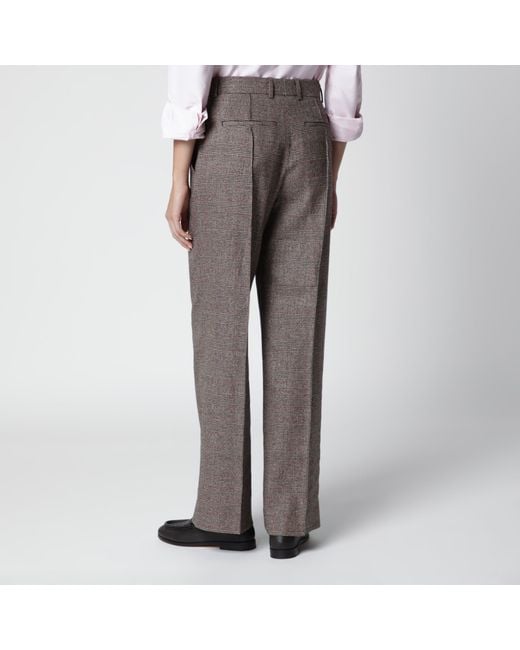 Burberry Gray Prince Of Wales Wool-Blend Trousers