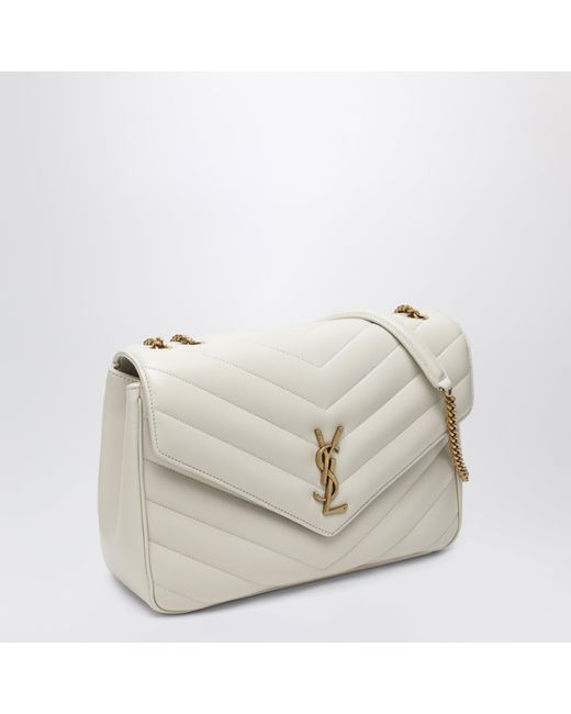 Saint Laurent White Loulou Large Cream Leather Bag