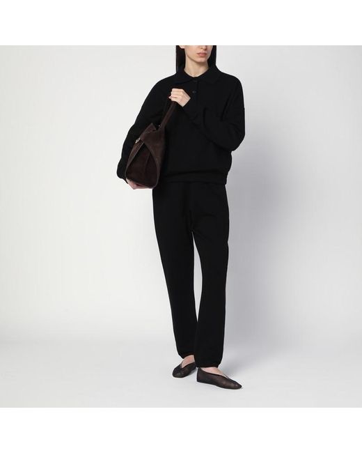 Pantalone teo in cotone e cashmere di The Row in Black