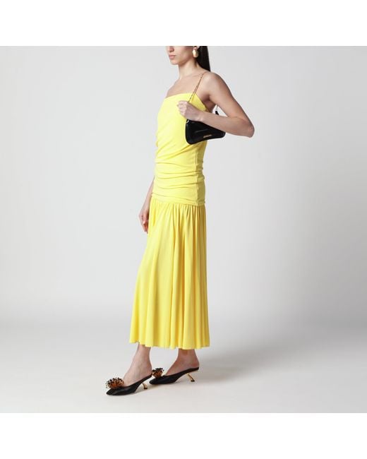 Jacquemus Yellow Abiha Pleated Midi Dress With Draping