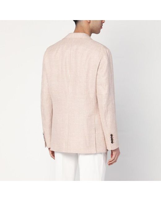 Brunello Cucinelli Papayafarbene Jacke Im Prince-Of-Wales-Muster in Natural für Herren