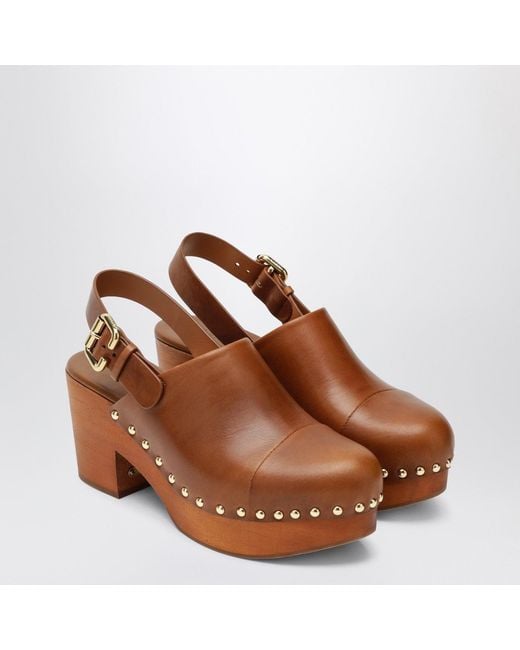 Chloé Brown Jeannette Clogs With Studs