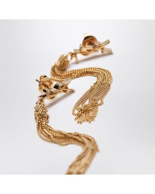 Orecchini pendenti cassandre oro di Saint Laurent in Metallic