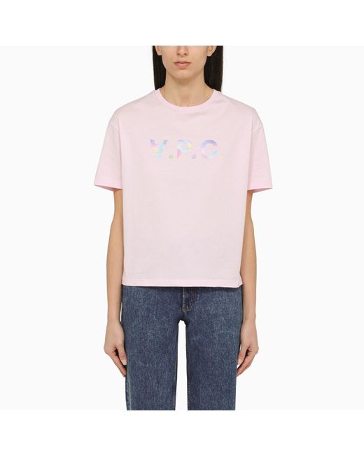 A.P.C. Multicolor Pink Cotton T Shirt With Logo