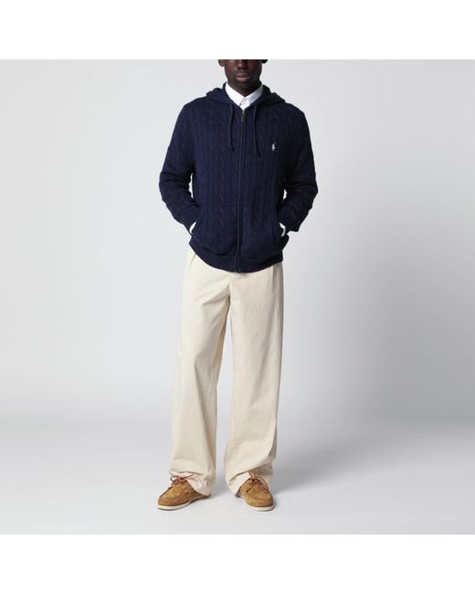 Polo Ralph Lauren Blue Cotton Cable-Knit Zip-Up Cardigan for men
