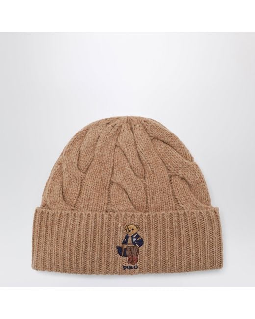 Polo Ralph Lauren Brown Polo Bear Classic Camel Wool Beanie