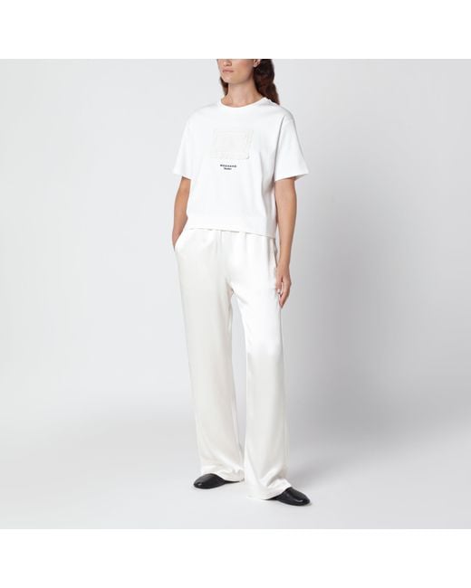 Weekend by Maxmara White Cotton T-Shirt With Lace Embroidery