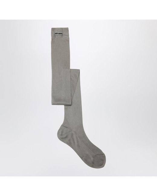 Miu Miu Gray Silk-Blend Socks