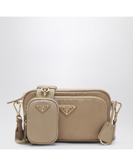 Prada Natural Camelcolored Renylon Crossbody Bag