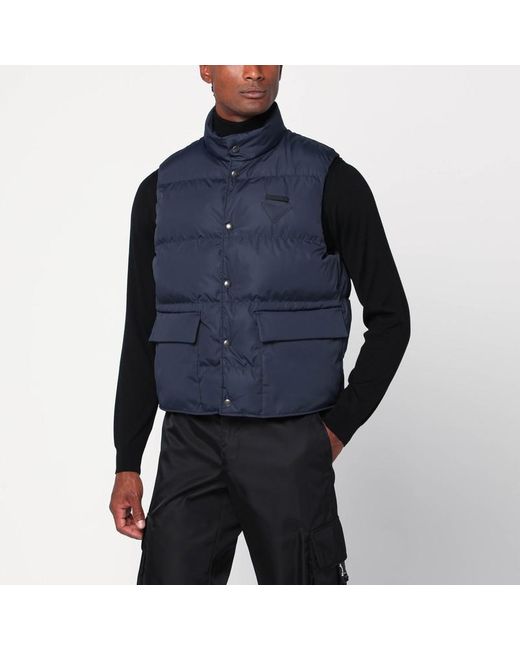 Gilet imbottito in re-nylon di Prada in Blue da Uomo