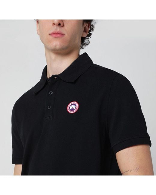 Canada Goose Black Polo Shirt With Logo Patch for men