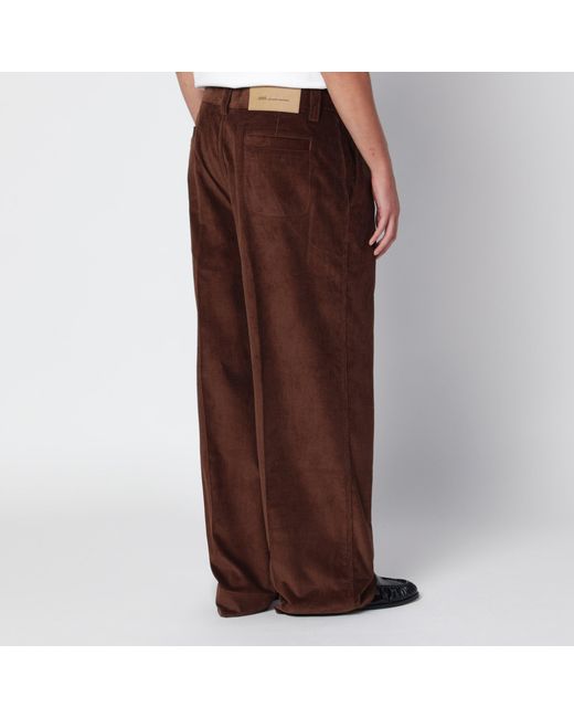 AMI Brown Chocolate Corduroy Trousers for men