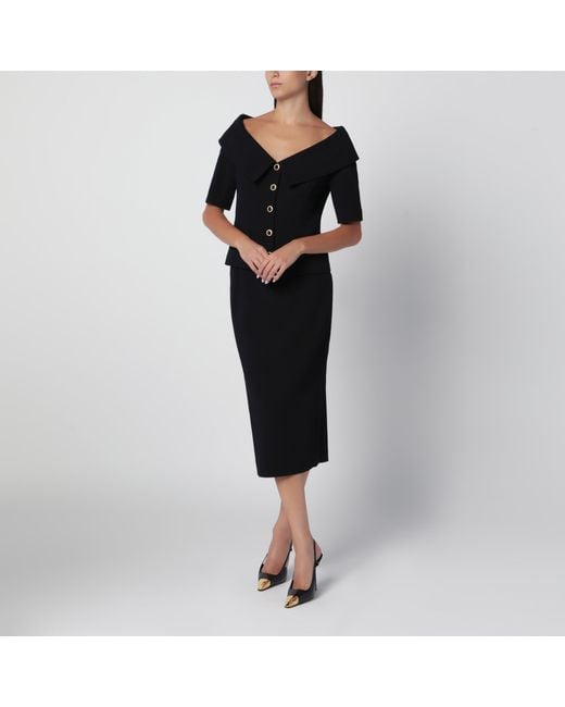 Alessandra Rich Black Midi Pencil Skirt