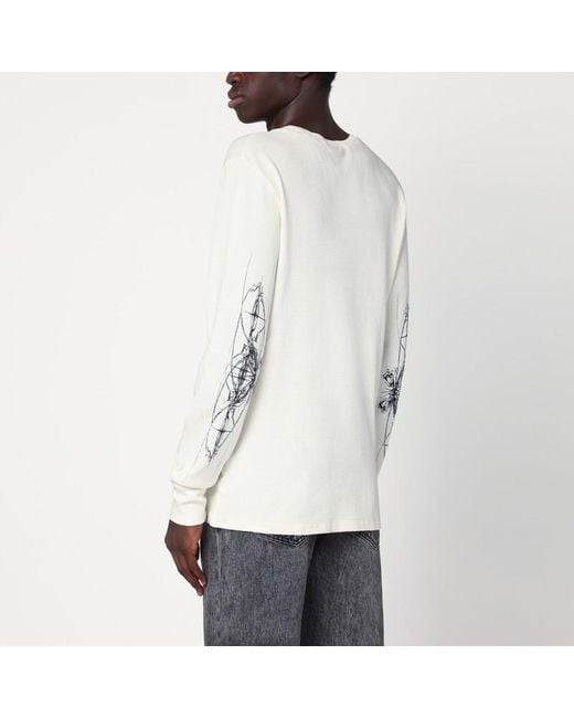 Maglia girocollo bianca in cotone di Basketcase Gallery in White da Uomo