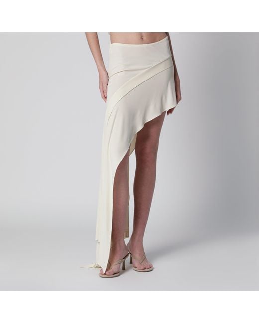 Francesco Murano White Mini Skirt With Side Train