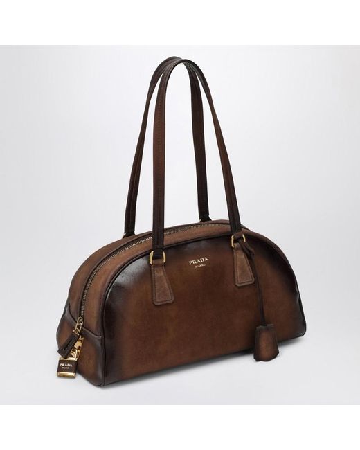 Bauletto bowling misura media color cacao di Prada in Brown