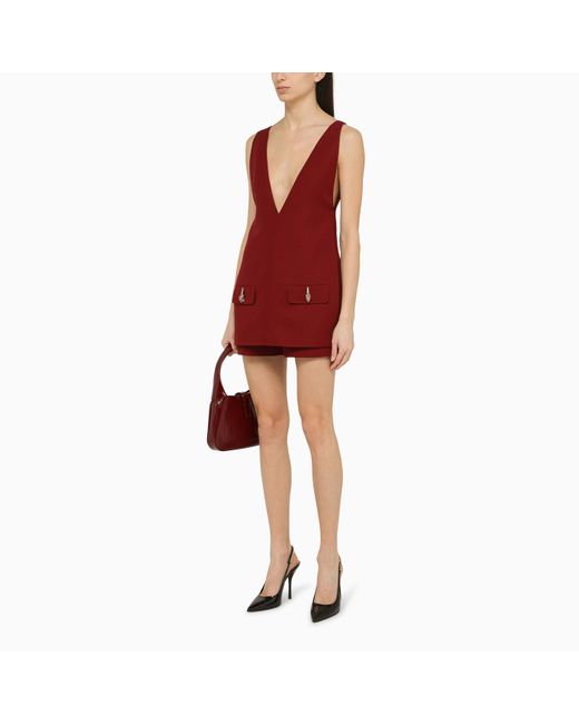 Gucci Red Short Jumpsuit With Deep Neckline