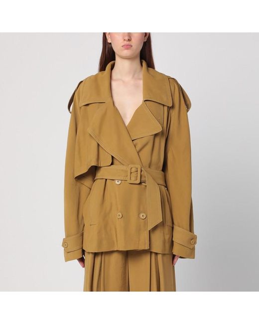 ANDAMANE Green Double-Breasted Overcoat