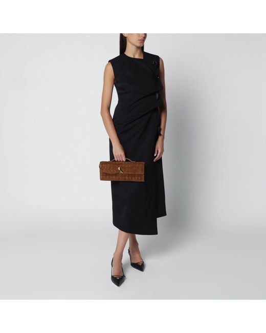Bottega Veneta Brown Andiamo Clutch With Suede Handle