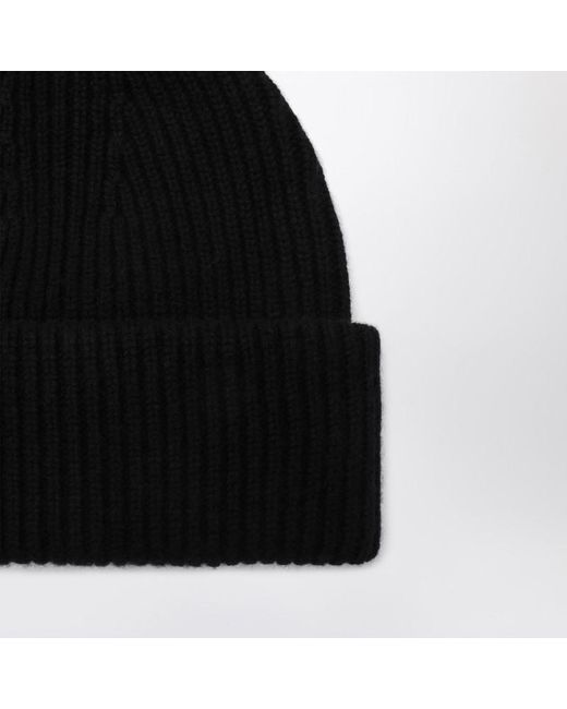 Almada Label Black Schwarze Mütze Aus Wolle Und Kaschmir