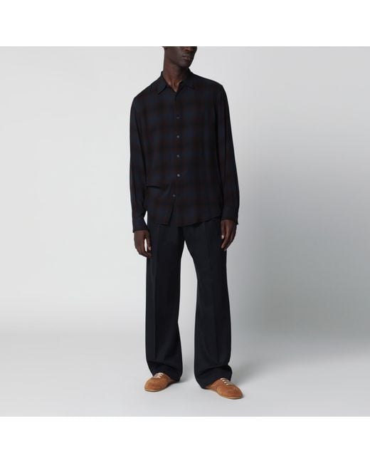 Dries Van Noten Black Check-Pattern Viscose Shirt for men