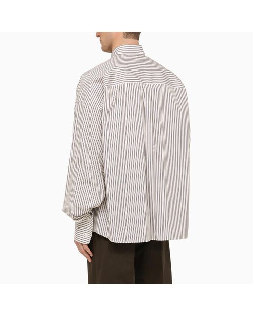 Dolce & Gabbana Gray Striped Over Shirt In Poplin for men