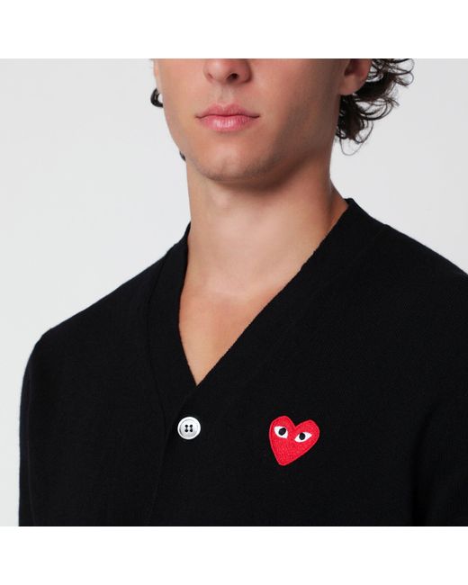 COMME DES GARÇONS PLAY Black Wool Cardigan for men