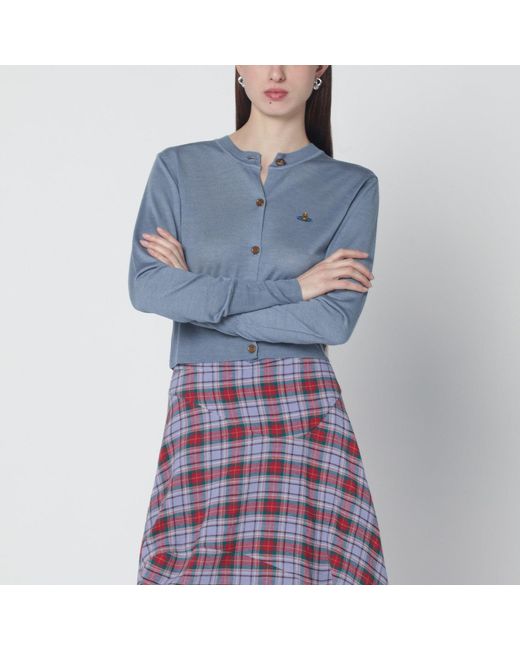 Vivienne Westwood Iceblue Cropped Wool And Silk Cardigan | Lyst Canada
